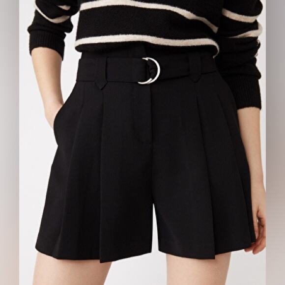 Suncoo Paris Benny High Waisted Belted Shorts - Black Size XSmall (T0) NEW - Picture 2 of 12